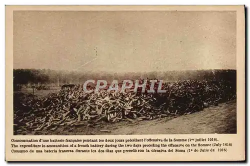 Cartes postales Militaria Consommation d&#39une batterie francaise pendant les deux jours precedant l&#39offensi