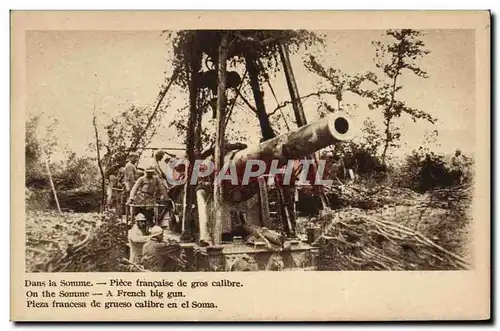 Cartes postales Militaria Dans la Somme Piece francaise de gros calibre