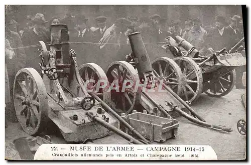 Cartes postales Militaria Paris Musee de l&#39armee Crapouillots allemands pris en Artois et Champagne