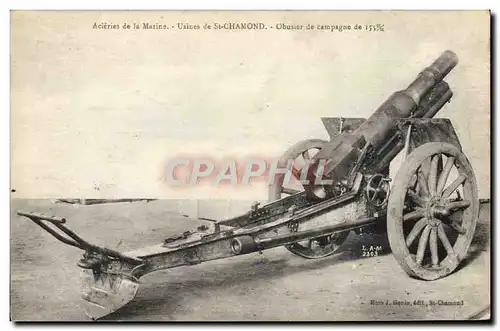 Ansichtskarte AK Militaria Acieries de la marine Usines de St Chamond Obusier de campagne