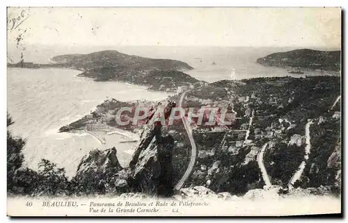 Cartes postales Beaulieu Panorama de Beaulieu et Rade de Villefranche Vue de la grande corniche