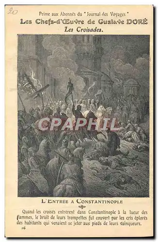 Cartes postales Les chefs d'oeuvre de Gustave Dore Les croisades L'entree a Constantinople