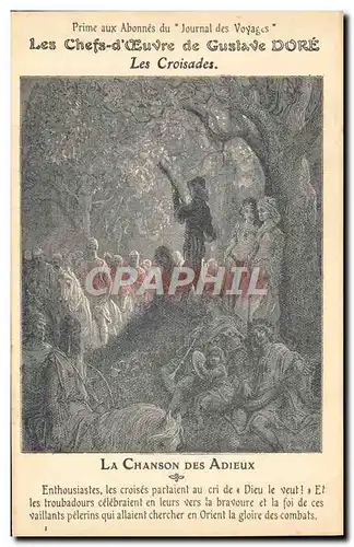Cartes postales Les chefs d'oeuvre de Gustave Dore Les croisades La chanson des adieux