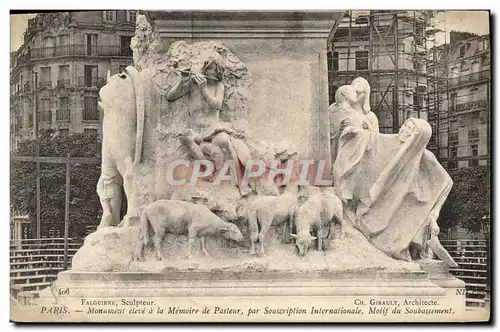 Cartes postales Paris Monument eleve a la memoire de Pasteur Moutons