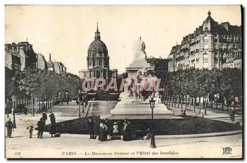 Cartes postales Paris Le monument Pasteur et l&#39hotel des Invalides