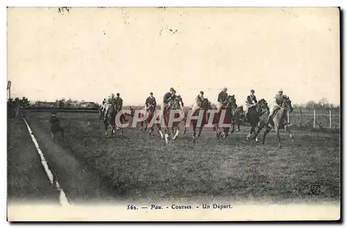 Cartes postales Cheval Equitation Hippisme Pau Courses Un depart