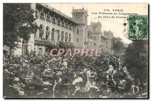 Ansichtskarte AK Cheval Equitation Hippisme Paris Les tribunes de longchamp Un jour de courses