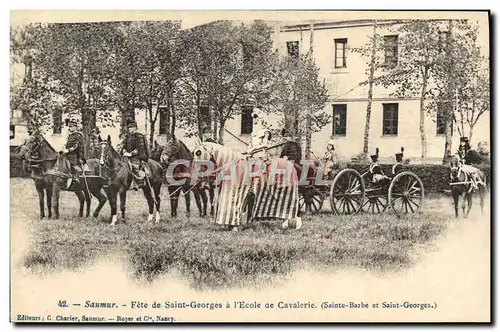 Cartes postales Cheval Equitation Hippisme Saumur Fete de Saint Georges a l&#39ecole de cavalerie Sainte Barbe e