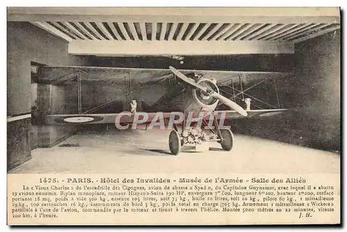 Cartes postales Militaria Avion Aviation Paris Hotel des Invalides Salle des Allies Guynemer
