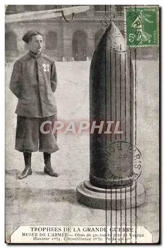 Ansichtskarte AK Militaria Paris Musee de l&#39armee Obus de 420 tombe pres de Verdun