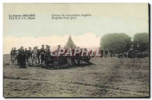 Cartes postales Militaria Canon de campagne anglais