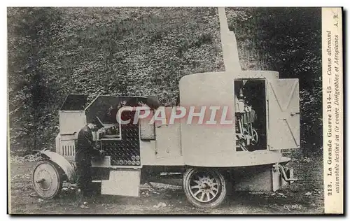 Cartes postales Militaria Canon allemand automobile destine au tir contre dirigeables et aeroplanes