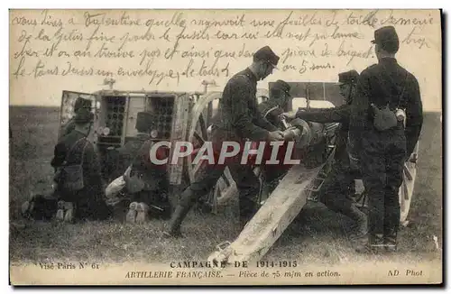 Ansichtskarte AK Militaria Artillerie Piece de 75mm en action