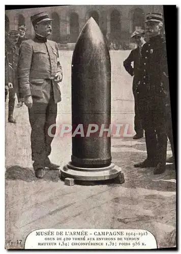 Ansichtskarte AK Militaria Paris Musee de l&#39armee Obus de 420 tombe aux environs de Verdun