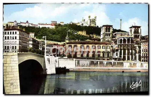 Cartes postales moderne Lyon Le Pont Tilsitt La Cathedrale St Jean et la basilique de Fourviere