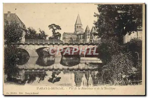 Cartes postales Paray le Monial Vue de la Bourbince et de la Basilique