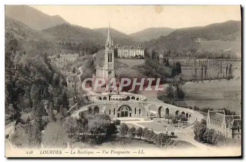 Cartes postales Lourdes La Basilique Vue Plongeante