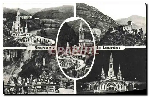 Cartes postales Lourdes La Basilique le Chateau Fort et la grotte miraculeuse