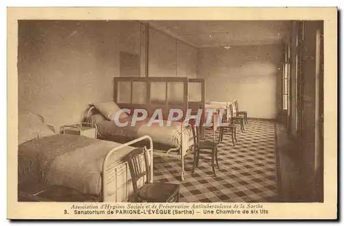 Ansichtskarte AK Sanatorium de Parigne L&#39Eveque Une chambre de six lits