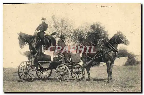 Cartes postales Cheval Equitation Hippisme Saumur Equipage