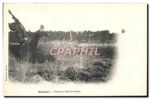 Ansichtskarte AK Cheval Equitation Hippisme Saumur Chute au talus de Verrie