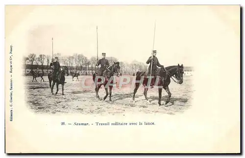Cartes postales Cheval Equitation Hippisme Saumur Travail militaire avec la lance