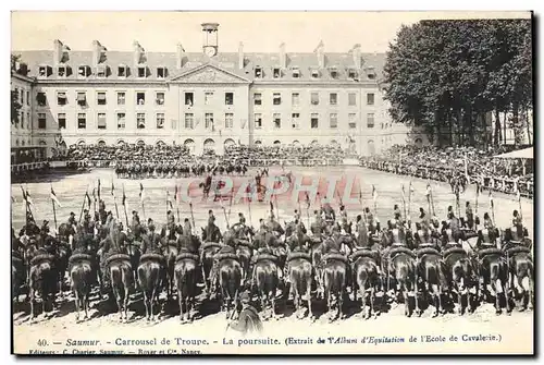 Cartes postales Cheval Equitation Hippisme Saumur Carrousel de troupe La poursuite