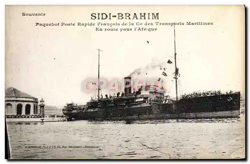 Cartes postales Bateau Sidi Brahim Paquebot rapide francais de la Cie des Transports maritimes En route pour l&#