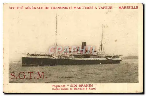 Cartes postales Bateau Paquebot Sidi Brahim ligne hebdomadaire Marseille Alger