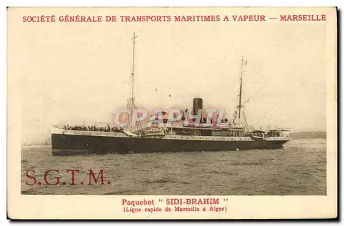 Cartes postales Bateau Paquebot Sidi Brahim ligne hebdomadaire Marseille Alger