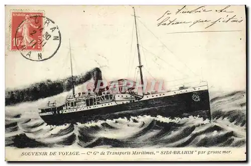 Cartes postales Bateau Cie Gle de Transports maritimes Sidi Brahim par grosse mer