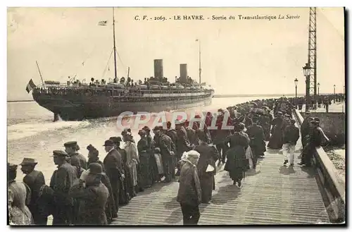 Ansichtskarte AK Bateau Le Havre Sortie du Transatlantique La Savoie