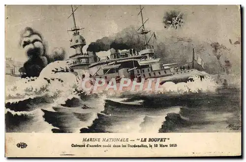 Cartes postales Militaria Bateau Le Bouvet Cuirasse