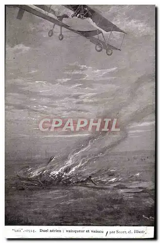 Cartes postales Militaria Duel aerien Vainqueur et vaincu Scott Avion