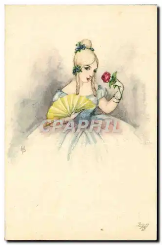 Cartes postales Fantaisie Illustrateur Femme Eventail