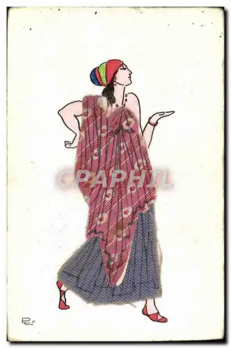 Ansichtskarte AK Fantaisie Illustrateur Femme (robe en tissu)