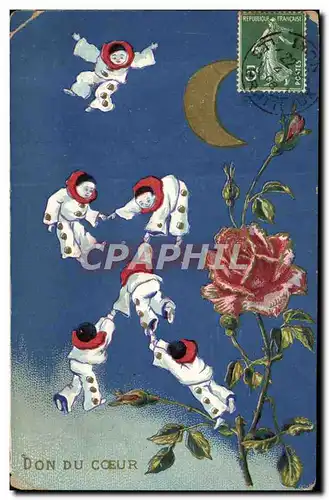 Cartes postales Fantaisie Pierrot Lune