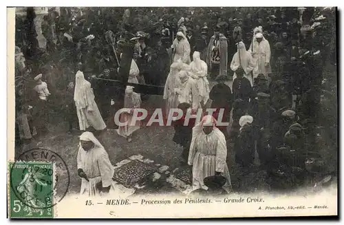 Cartes postales Mende Procession Des Penitents Grande Croix