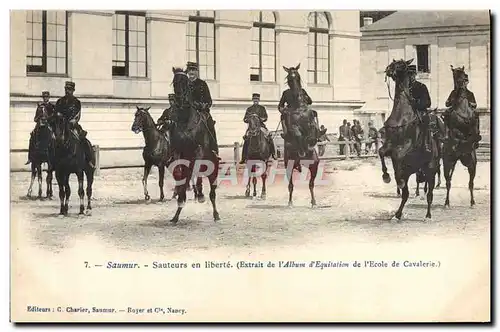 Cartes postales Cheval Equitation Hippisme Saumur Sauteurs en liberte
