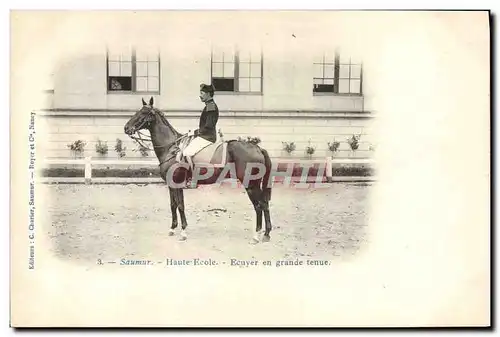 Cartes postales Cheval Equitation Hippisme Saumur Haute Ecole Ecuyer en grande tenue