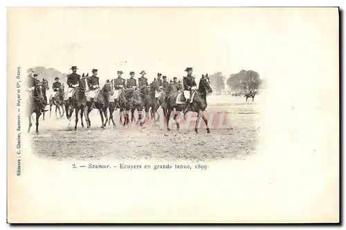Cartes postales Cheval Equitation Hippisme Saumur Ecuyers en grande tenue 1899