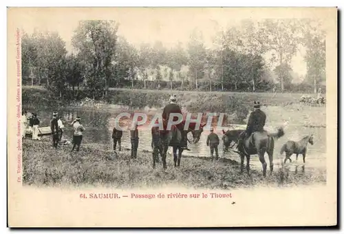 Ansichtskarte AK Cheval Equitation Hippisme Saumur Passage de riviere sur le Thouet