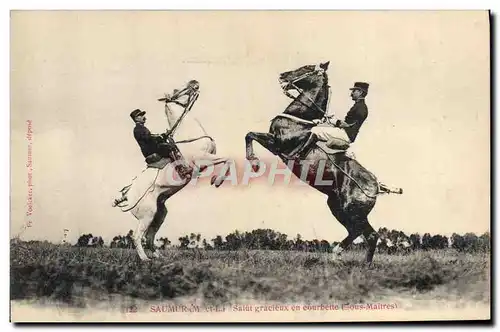 Cartes postales Cheval Equitation Hippisme Saumur salut gracieux en courbette Sous maitres