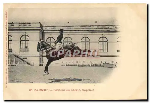 Cartes postales Cheval Equitation Hippisme Saumur Sauteur en liberte Capriole