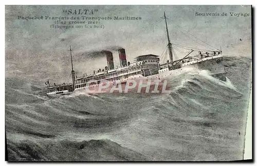 Cartes postales Bateau Paquebot Francais des Transports Maritimes par grosse mer Salta