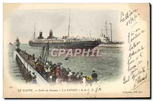 Ansichtskarte AK Bateau Paquebot Le Havre Sortie du steamer La Savoie de la CGT