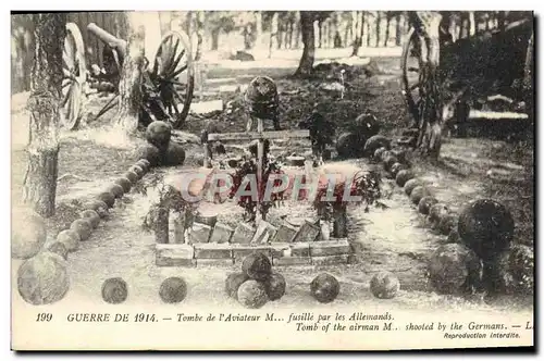 Cartes postales Militaria Tombe de l&#39aviateur M Fusille par les Allemands