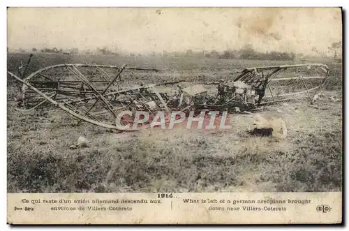 Cartes postales Militaria Ce qui reste d&#39un avion allemand descendu aux environs de Villers Cotterets