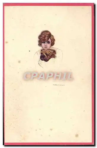 Cartes postales Fantaisie Illustrateur Femme Chien