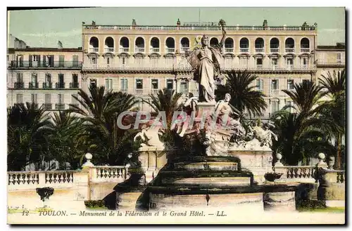 Cartes postales Toulon Monument De La Federation Et Le Grand Hotel